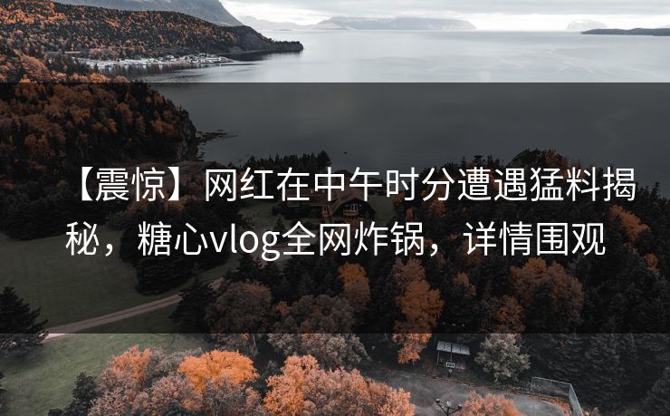 【震惊】网红在中午时分遭遇猛料揭秘，糖心vlog全网炸锅，详情围观