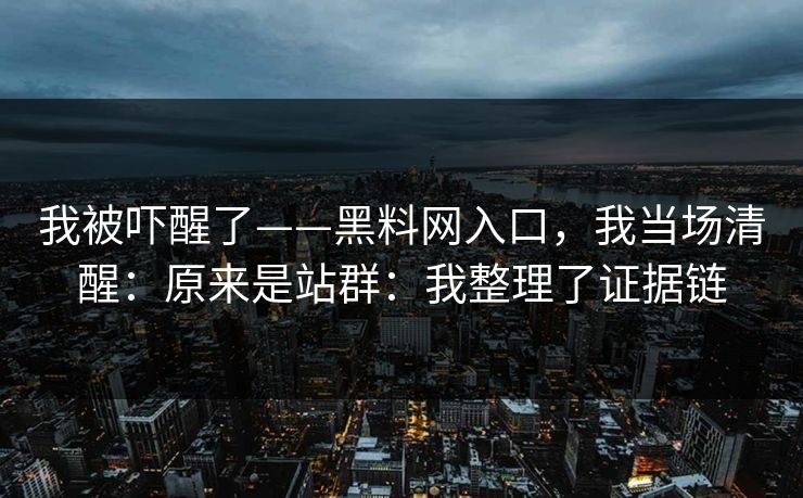 我被吓醒了——黑料网入口，我当场清醒：原来是站群：我整理了证据链