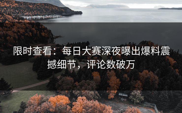 限时查看：每日大赛深夜曝出爆料震撼细节，评论数破万