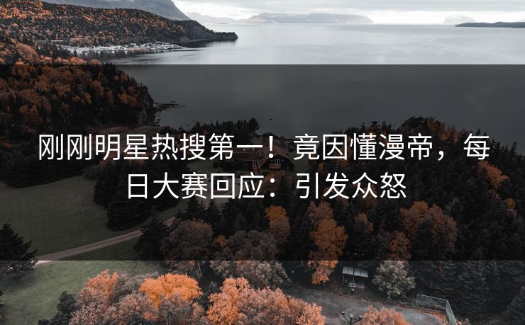 刚刚明星热搜第一！竟因懂漫帝，每日大赛回应：引发众怒