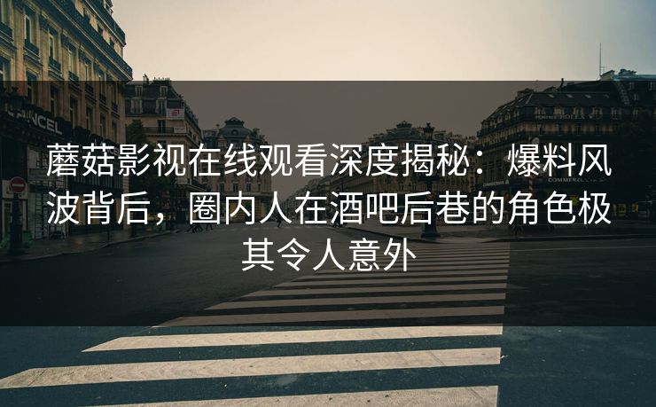 蘑菇影视在线观看深度揭秘：爆料风波背后，圈内人在酒吧后巷的角色极其令人意外