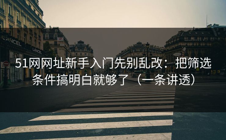 51网网址新手入门先别乱改:把筛选条件搞明白就够了(一条讲透) 51网网址新手入门先别乱改:把筛选条件搞明白就够了(一条讲透)